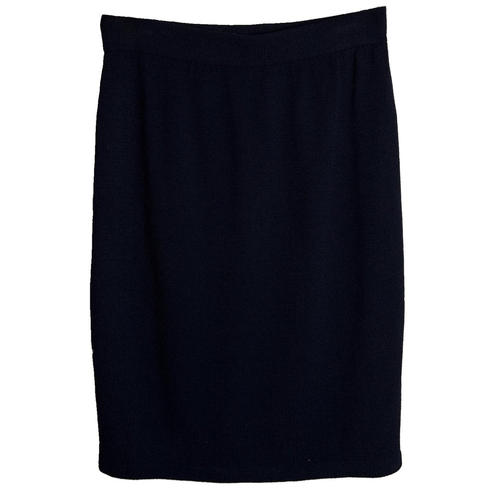 ST JOHN Basics USA Santana Knit Skirt Knee Length Straight 10 Black Classic